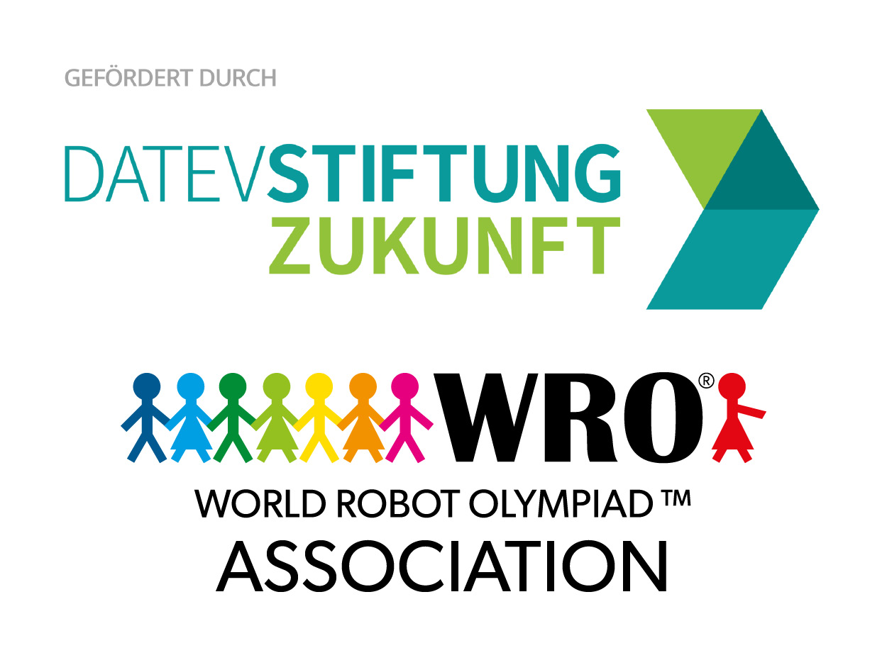 Logos der DATEV Stiftung Zukunft und der World Robot Olympiad Association